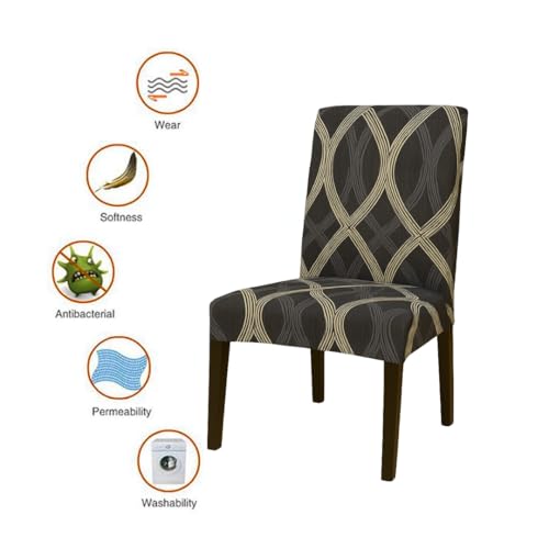 Homerz Premium Pack of 4 Elastic Stretchable Dining Chair Cover, Removable Washable Elastic Floral Printed Dining Chair Covers seat Cushion pad Wooden (Diagram, Pack of 4) - Image 5
