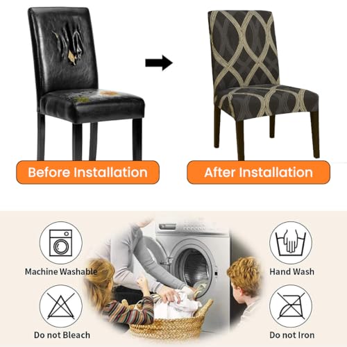 Homerz Premium Pack of 4 Elastic Stretchable Dining Chair Cover, Removable Washable Elastic Floral Printed Dining Chair Covers seat Cushion pad Wooden (Diagram, Pack of 4) - Image 4