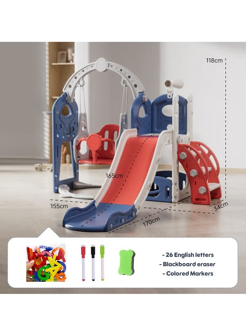 Amoyls 7-in-1 Kids Slide, Swing & Climber Set, Indoor & Outdoor Toddler Playground with Basketball, Telescope, Art Board & Storage（Age 1-2.5Years） - Image 3