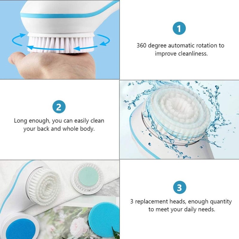 comfrt 1 Set Electric Rotating Brush Back Brush with Long Handle Exfoliating Products Back Scrubber for Men Women Bath Body Scrub Shower Deep Cleansing Brush - Image 2