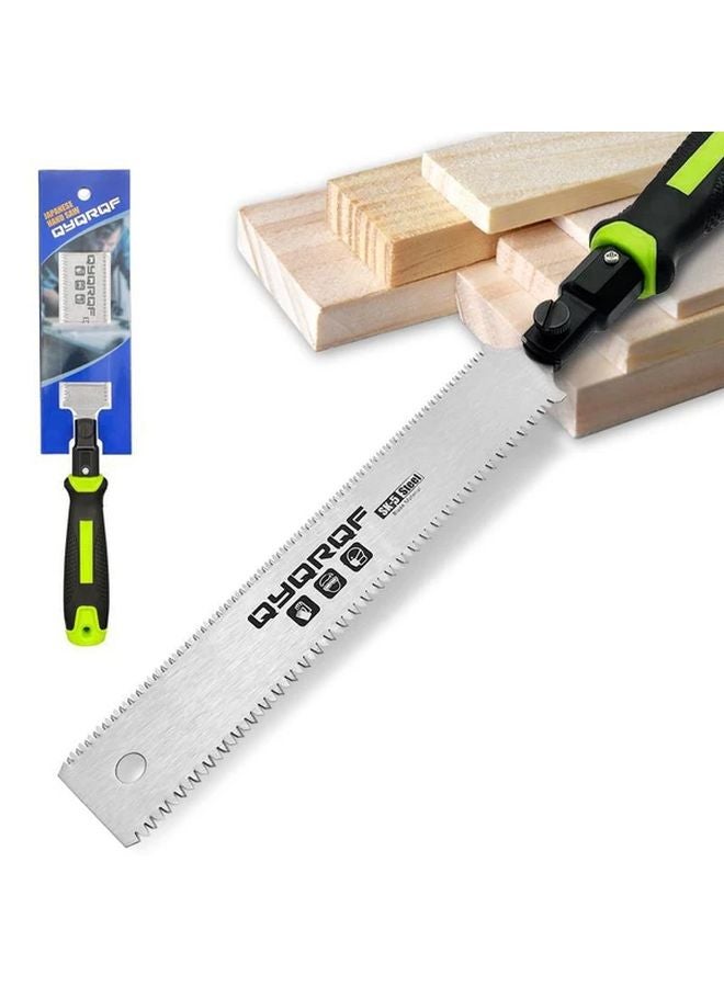 Green Japanese Flush Cut Hand Saw 7 Inch Double Edged Pull Saw for Woodworking - Image 2