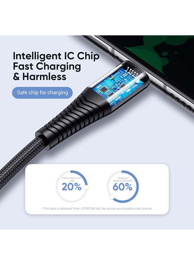 جوي روم كابل USB 3 في 1 مضفر سريع الشحن أسود - Image 4