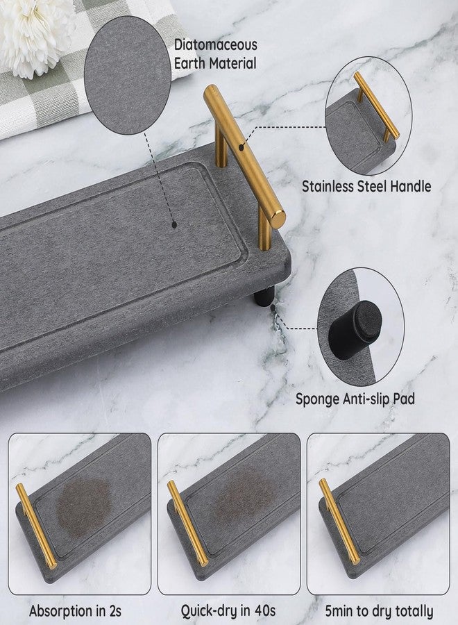 Segbeauty 12x4 Instant Dry Sink Caddy, Water Absorbing Stone Drying Tray for Kitchen Counter, Quick Dry Diatomaceous Tray Countertop Organizer Rack Soap Holder Bathroom Tray for Soap Dispenser Bottle - Image 3