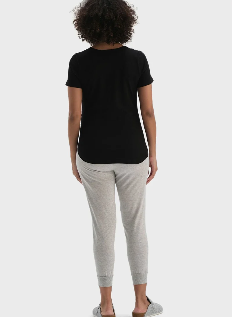 dagi Slogan Button Detail T-Shirt