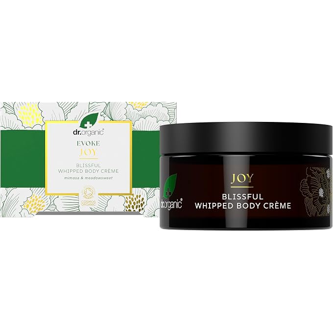 dr.organic Dr Organic Evoke Joy Blissful Whipped Body Crme, Hydrating Body Cream, 24-Hour Moisturisation, with Mimosa & Meadowsweet, Certified Organic, 200ml - Image 1
