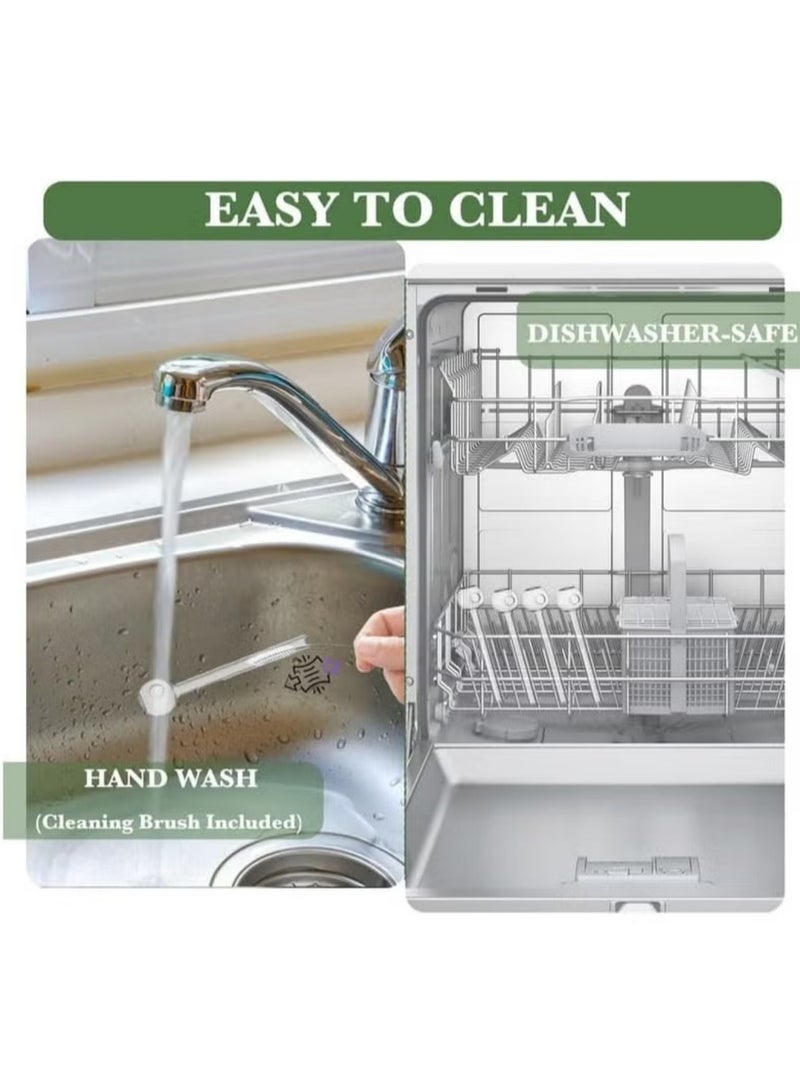 لوكسا 10 قطع من المصاصات الزجاجية مقاومة للكسر بطول 4 بوصات، مصاصة زجاجية قصيرة قابلة لإعادة الاستخدام مع فرشاة تنظيف، آمنة لغسالة الصحون، مثالية للمشروبات في البار، الكوكتيل، السموذي، القهوة، العصائر، شفافة - Image 3