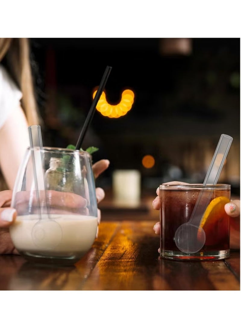 لوكسا 10 قطع من المصاصات الزجاجية مقاومة للكسر بطول 4 بوصات، مصاصة زجاجية قصيرة قابلة لإعادة الاستخدام مع فرشاة تنظيف، آمنة لغسالة الصحون، مثالية للمشروبات في البار، الكوكتيل، السموذي، القهوة، العصائر، شفافة - Image 4