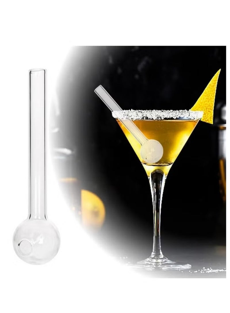 لوكسا 10 قطع من المصاصات الزجاجية مقاومة للكسر بطول 4 بوصات، مصاصة زجاجية قصيرة قابلة لإعادة الاستخدام مع فرشاة تنظيف، آمنة لغسالة الصحون، مثالية للمشروبات في البار، الكوكتيل، السموذي، القهوة، العصائر، شفافة - Image 2