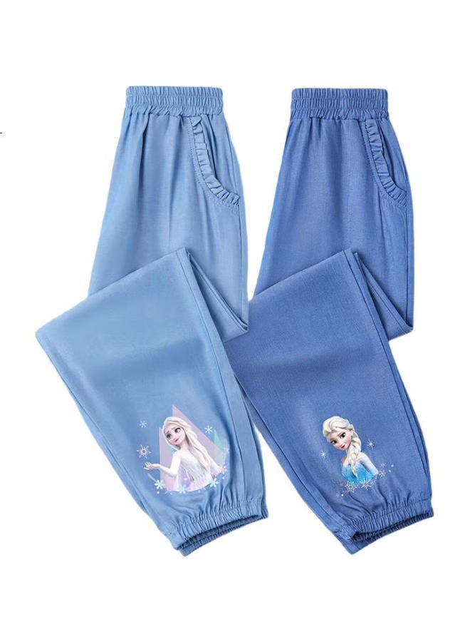Disney Kids' Mosquito-Proof Pants Girls' Summer Thin Elsa Princess Lantern Pants Girls Sp97836 Light Blue 120 - Image 3