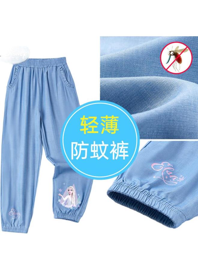 Disney Kids' Mosquito-Proof Pants Girls' Summer Thin Elsa Princess Lantern Pants Girls Sp97836 Light Blue 120 - Image 1
