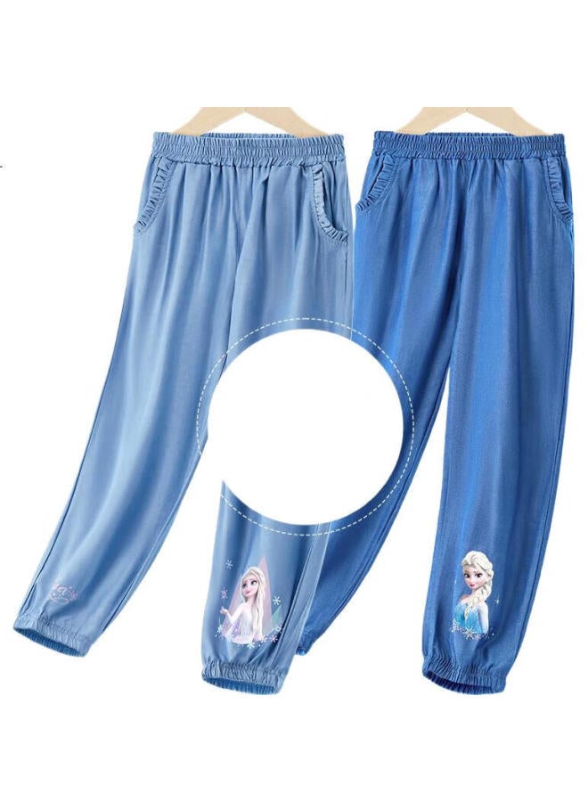 Disney Kids' Mosquito-Proof Pants Girls' Summer Thin Elsa Princess Lantern Pants Girls Sp97836 Light Blue 120 - Image 2