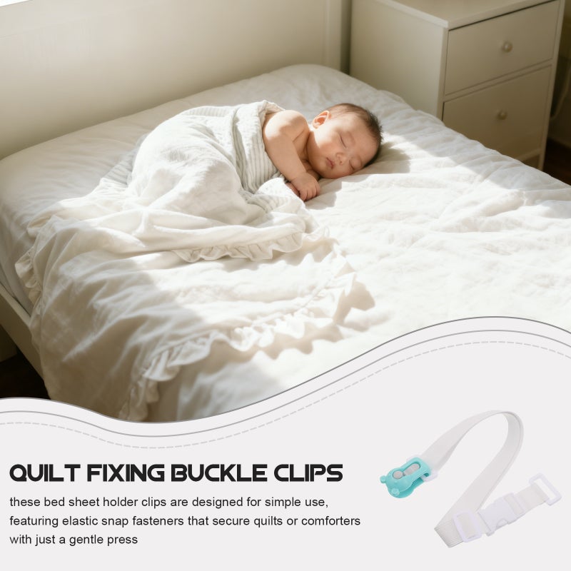 4pcs Quilt Fixing Buckle Clips: Bed Sheet Holder Straps - Adjustable Grippers Set For Duvet And Blanket Secure In Nursery Or Bedroom - Image 4