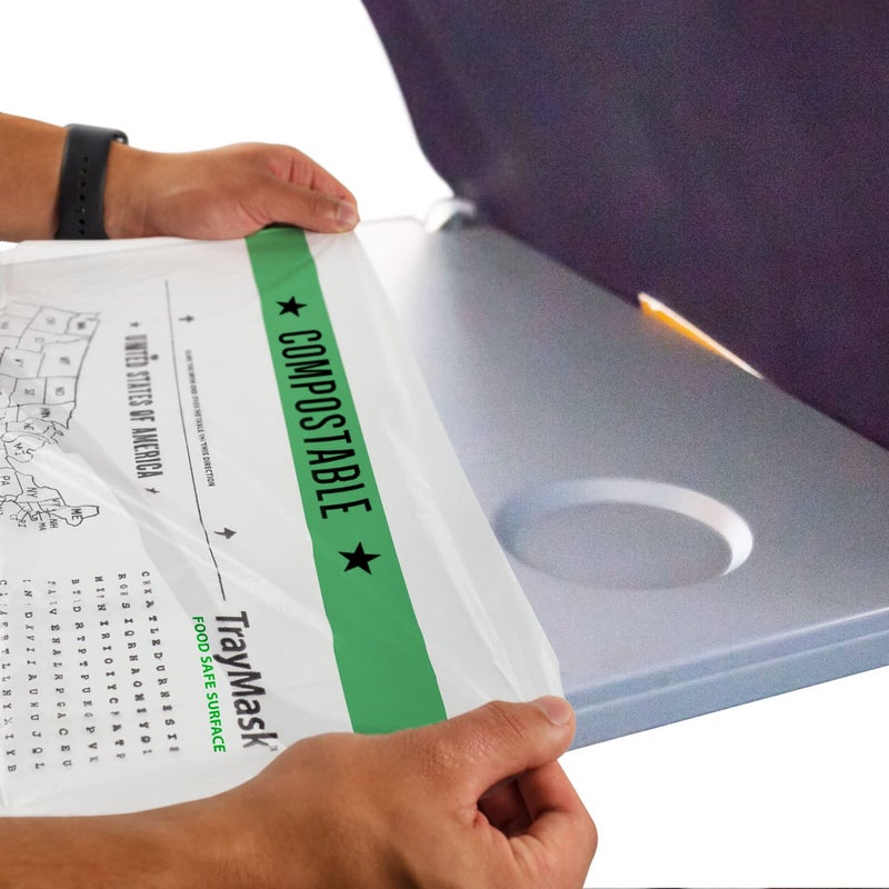 TrayMask Compostable Disposable Tray Table Cover  Must Have Airplane Essentials  Perfect for Kids and Adults Travel Accessories  Provides a Clean Layer of Protection  6 Pack