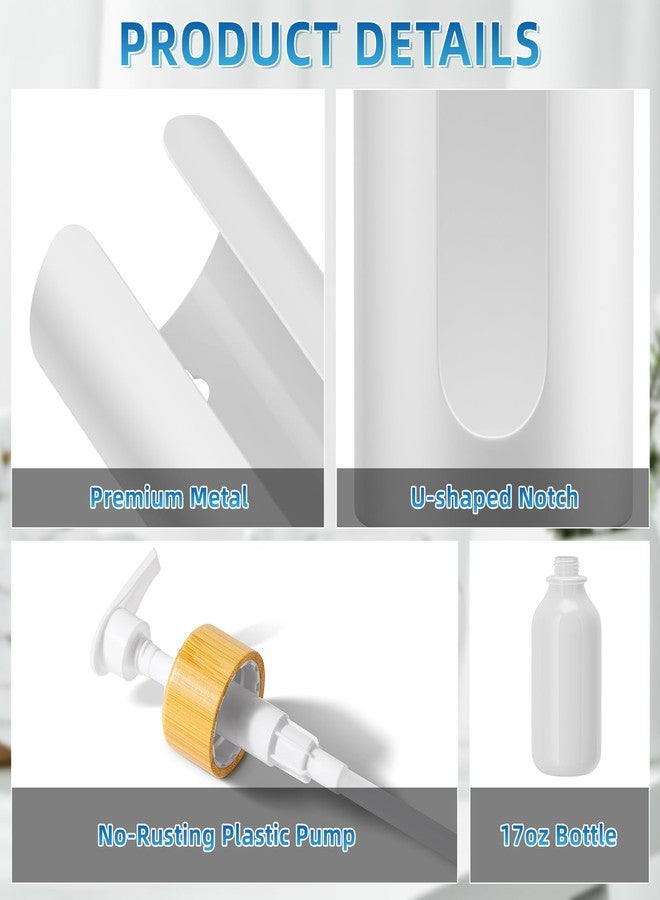 VITVITI موزع غسول الفم فيتفيتي للحمام، موزع غسول فم يُثبت على الحائط مع حامل أكواب، عبوة مضخة غسول فم قابلة لإعادة التعبئة سعة 17 أونصة، بلاستيك/خيزران/معدن، أبيض - Image 5