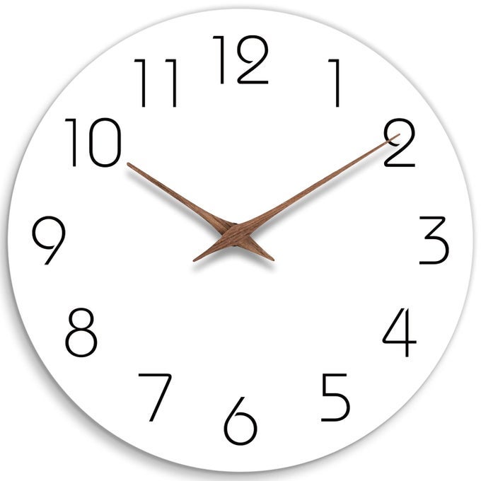 WALL CLOCK 14 INCH WHITE SILENT NON TICKING BATTERY OPERATED SIMPLE MINIMALIST WOODEN CLOCK DECORATIVE FOR KITCHEN BATHROOM HOME BEDROOM LIVING ROOM OFFICE