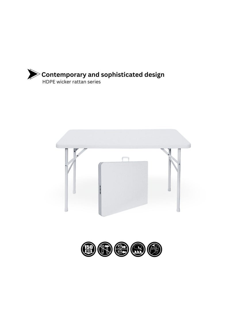 SunBoat Commerce 5-Piece Portable Folding Furniture Set: 120cm Briefcase Table with 4 Folding Chairs, HDPE Wicker Rattan Series - Image 4