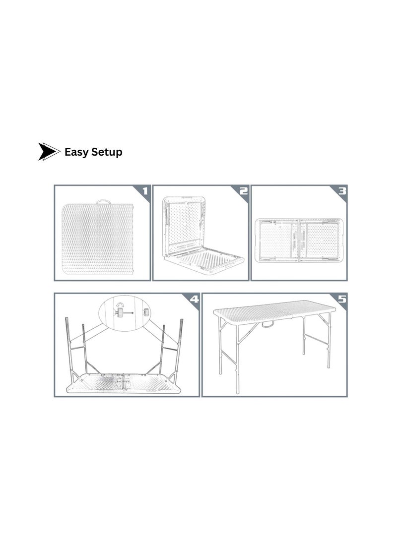 SunBoat Commerce 5-Piece Portable Folding Furniture Set: 120cm Briefcase Table with 4 Folding Chairs, HDPE Wicker Rattan Series - Image 5