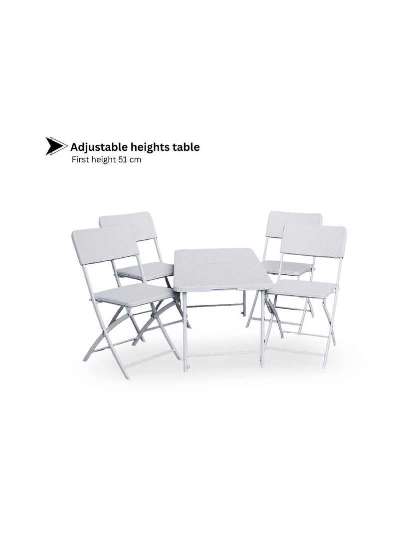 SunBoat Commerce 5-Piece Portable Folding Furniture Set: 120cm Briefcase Table with 4 Folding Chairs, HDPE Wicker Rattan Series - Image 2