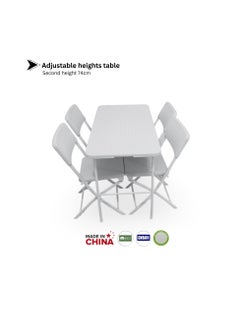 SunBoat Commerce 5 Pcs Portable Folding Furniture set 120cm Briefcase Table With 4 Folding Chairs HDPE Wicker Rattan Series  - Image 3