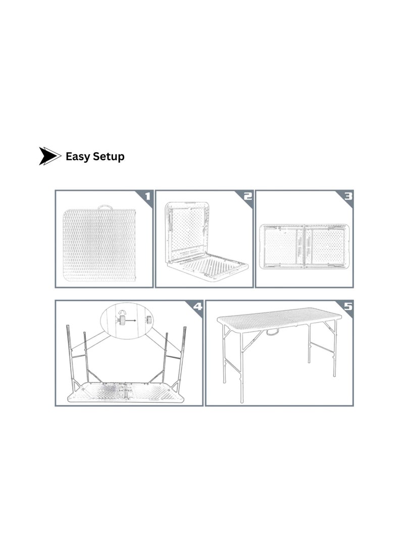SunBoat Commerce - 5 Pcs Portable Folding Furniture set 120cm Briefcase Table With 4 Folding Chairs HDPE Wicker Rattan Series - Image 1