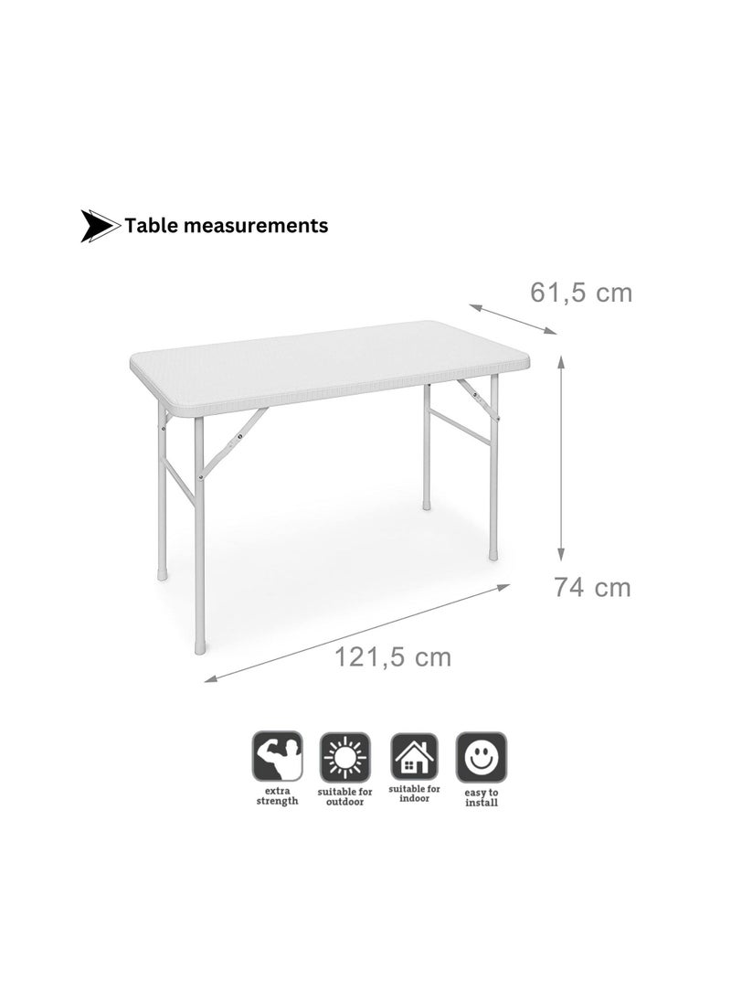 SunBoat Commerce - 5 Pcs Portable Folding Furniture set 120cm Briefcase Table With 4 Folding Chairs HDPE Wicker Rattan Series - Image 1