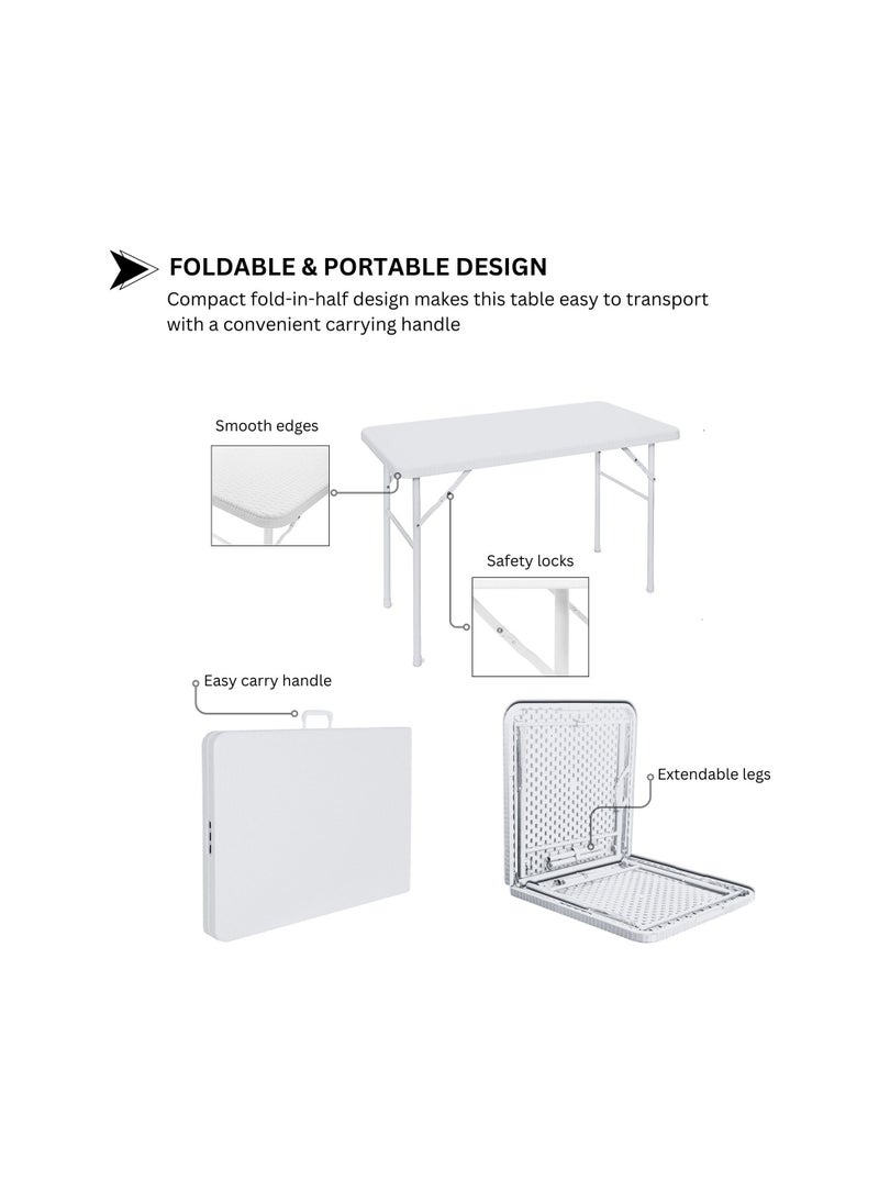 SunBoat Commerce - 5 Pcs Portable Folding Furniture set 120cm Briefcase Table With 4 Folding Chairs HDPE Wicker Rattan Series - Image 1