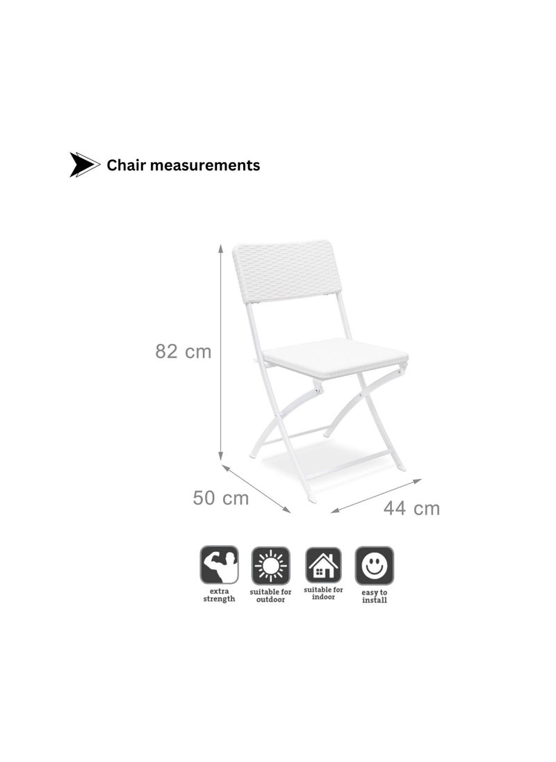 SunBoat Commerce - 5 Pcs Portable Folding Furniture set 120cm Briefcase Table With 4 Folding Chairs HDPE Wicker Rattan Series - Image 1