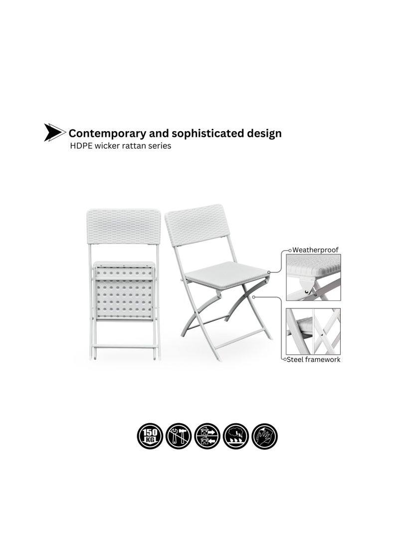 SunBoat Commerce - 5 Pcs Portable Folding Furniture set 120cm Briefcase Table With 4 Folding Chairs HDPE Wicker Rattan Series - Image 1