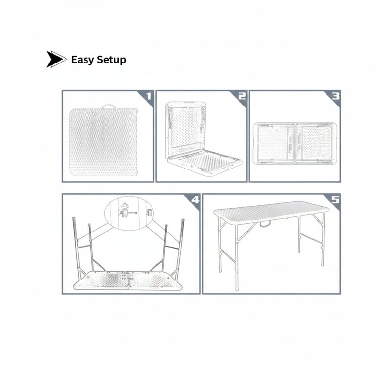 SunBoat Commerce 5-Piece Portable Folding Dining Set: Suitcase Table with 4 Chairs, Rattan-Style HDPE Plastic for Camping & Garden - Image 4