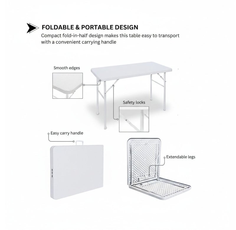 SunBoat Commerce 5-Piece Portable Folding Dining Set: Suitcase Table with 4 Chairs, Rattan-Style HDPE Plastic for Camping & Garden - Image 3