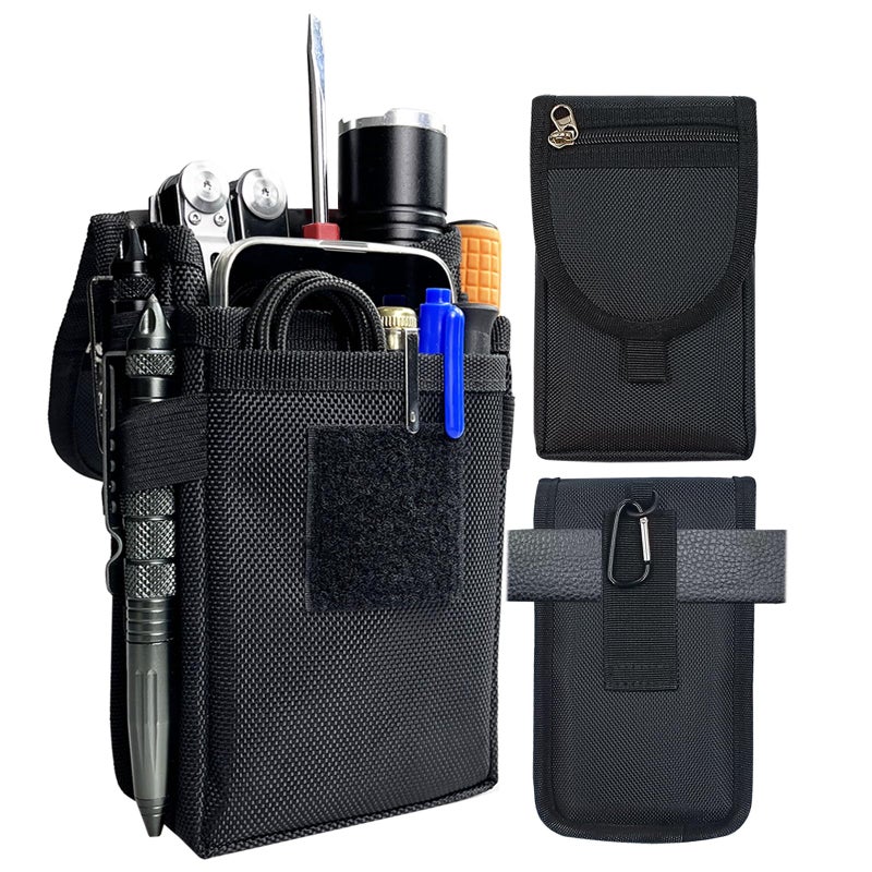 FAUDRECRO Belt Tool Pouch,Tactical Utility Pouch, Heavy-Duty Nylon EDC Multitool Organizer,Cell Phone Holder, Multi-Pockets Tool Holster Sheath Bag for Electricians Handymen Work Maintenance Dailylife Hiking - Image 1