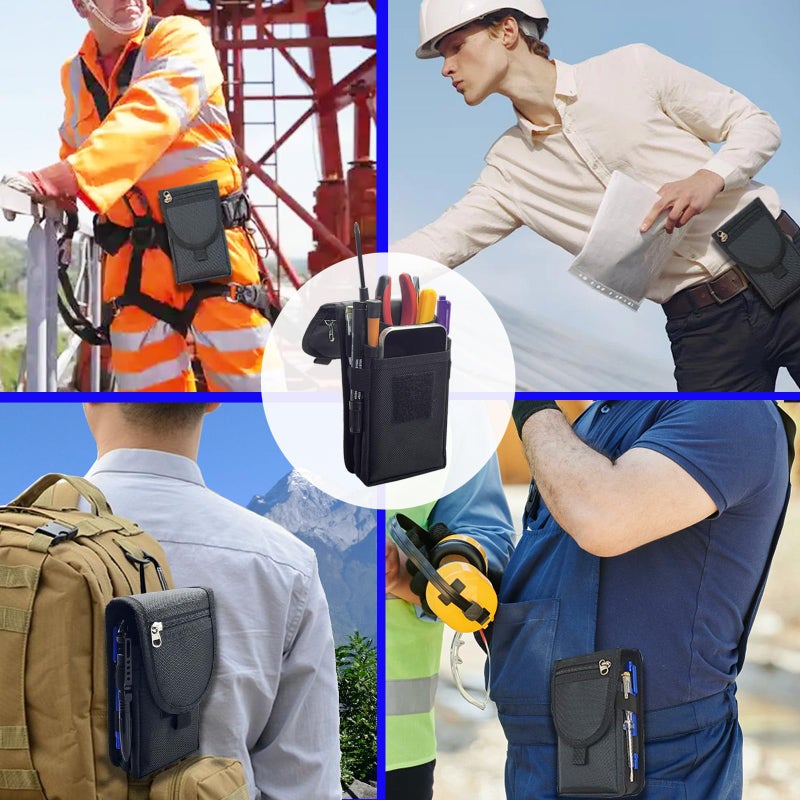 FAUDRECRO Belt Tool Pouch,Tactical Utility Pouch, Heavy-Duty Nylon EDC Multitool Organizer,Cell Phone Holder, Multi-Pockets Tool Holster Sheath Bag for Electricians Handymen Work Maintenance Dailylife Hiking - Image 2