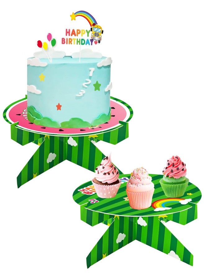 CHENRINDECO Watermelon Cupcake Stand 2 Packs for Cartoon Melon Theme Birthday Party Cake Decoration Baby Shower Party Supplies - Image 1