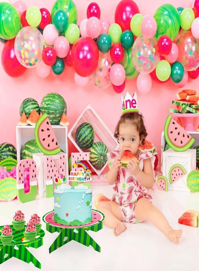 CHENRINDECO Watermelon Cupcake Stand 2 Packs for Cartoon Melon Theme Birthday Party Cake Decoration Baby Shower Party Supplies - Image 4