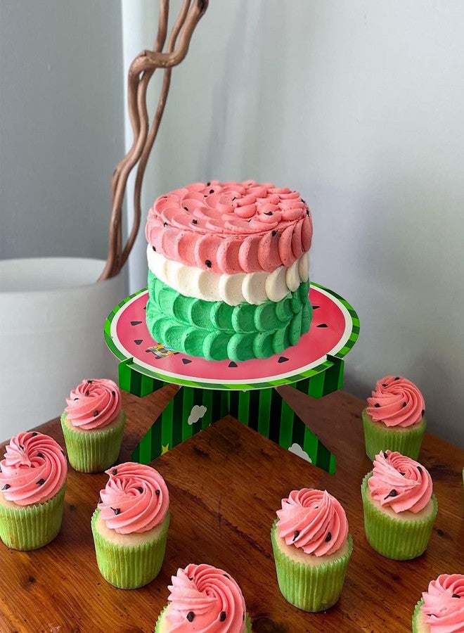 CHENRINDECO Watermelon Cupcake Stand 2 Packs for Cartoon Melon Theme Birthday Party Cake Decoration Baby Shower Party Supplies - Image 3