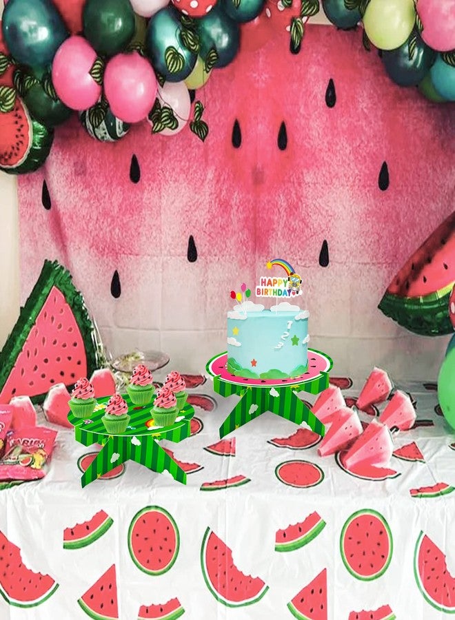 CHENRINDECO Watermelon Cupcake Stand 2 Packs for Cartoon Melon Theme Birthday Party Cake Decoration Baby Shower Party Supplies - Image 2