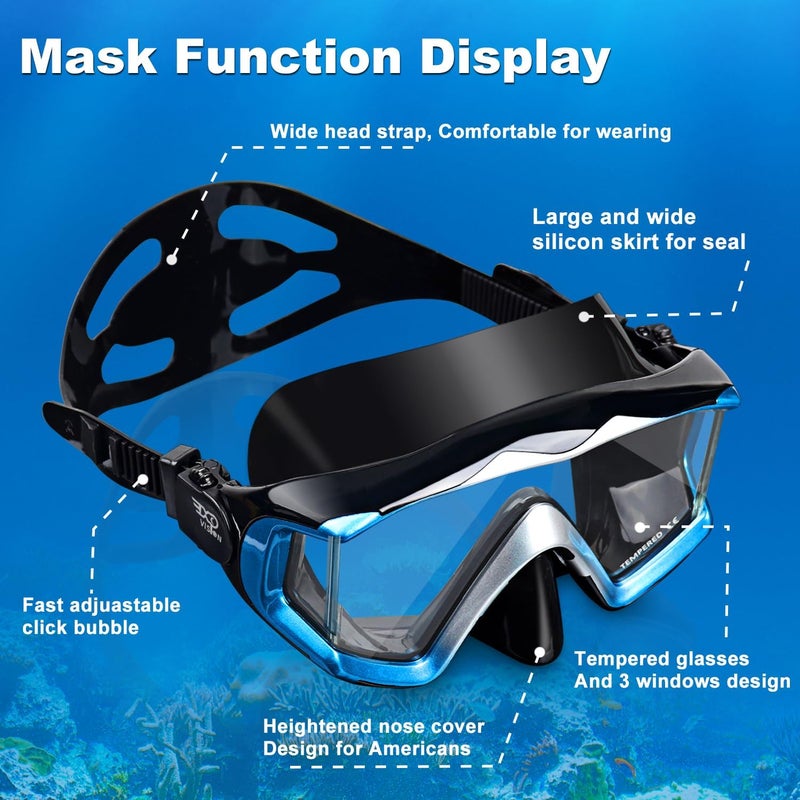EXP VISION Schnorchelset Schnorchelausrstung fr Erwachsene, Professionelle Anti-Beschlag-Schnorchelmaske, Trockenschnorchel Tauchmaske fr Freitauchen,Schnorcheln,Schwimmen - Image 5