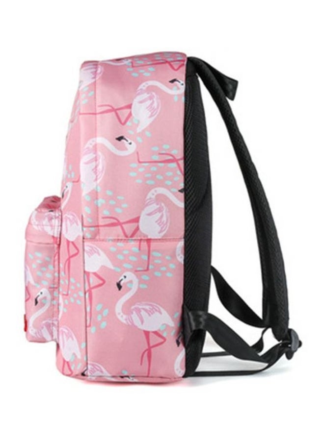 حقيبة ظهر مطبوعة بصورة فلامنجو وردي/أسود - Image 2