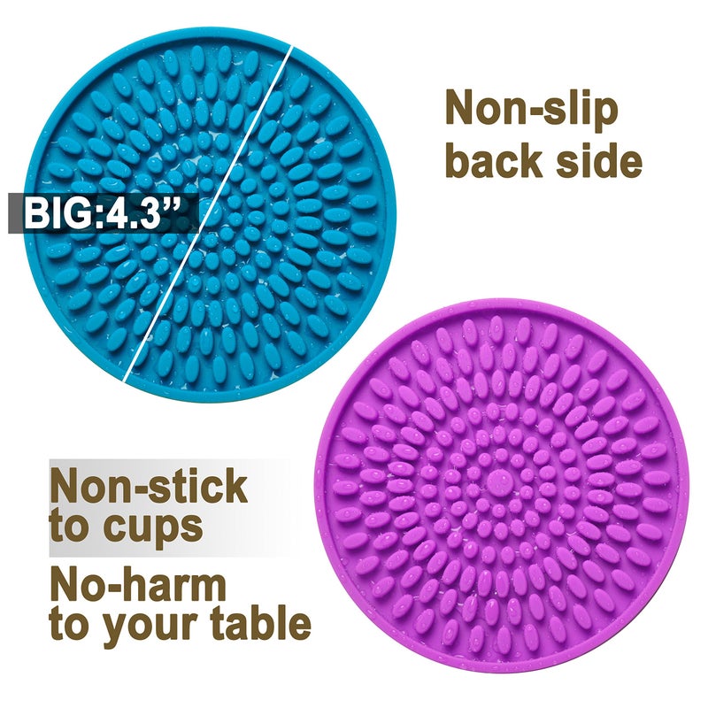 KindGa Colorful Coasters for Drinks Absorbent, Rubber Drink Coaster Set, Silicone Rainbow Coasters for Kids Coffee Table Desk, 4.3 Inch Oval Shape Deep Tray Pot Holder Trivet (Set of 6) - Image 2