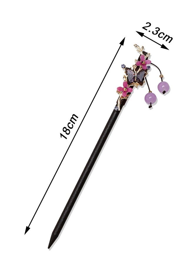 3 PACK Chinese Traditional Flower Hair Sticks Vintage Wooden Hair Pin Japanese Style Handmade Headpiece for Women Girls - Image 2