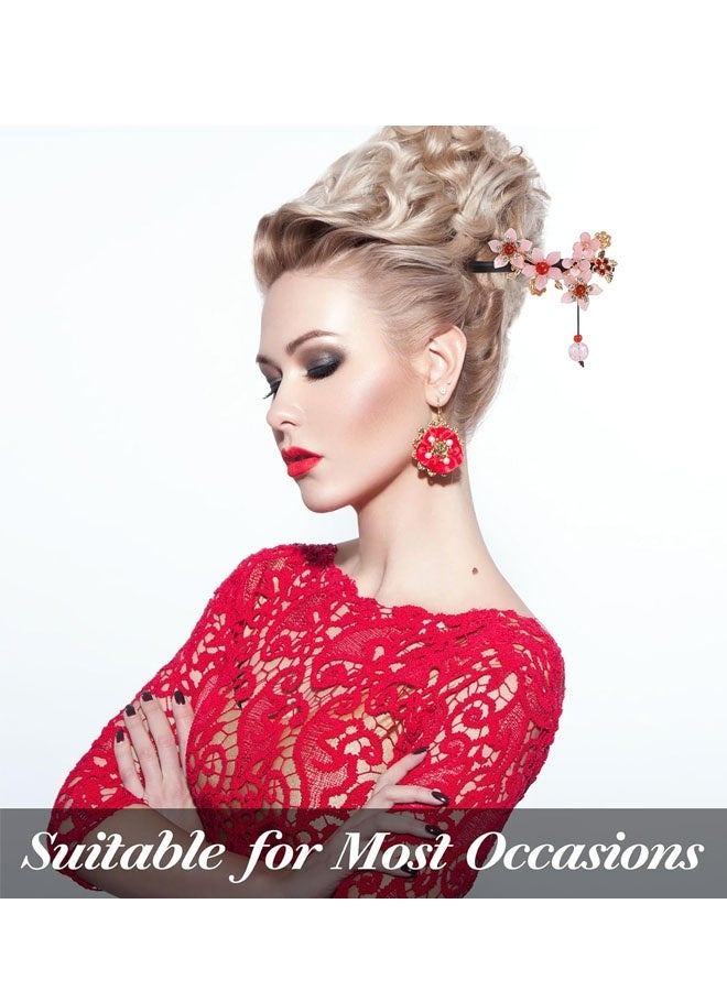 3 PACK Chinese Traditional Flower Hair Sticks Vintage Wooden Hair Pin Japanese Style Handmade Headpiece for Women Girls - Image 5