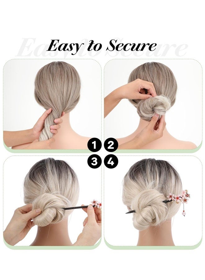 3 PACK Chinese Traditional Flower Hair Sticks Vintage Wooden Hair Pin Japanese Style Handmade Headpiece for Women Girls - Image 4