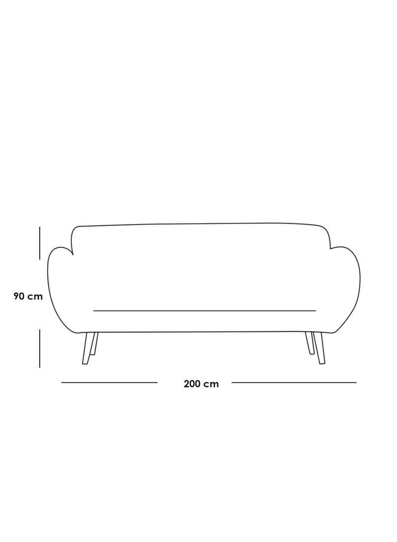 Betak Swedish Wood and Velvet Sofa bed 100x200x90 cm - Beige - Image 2