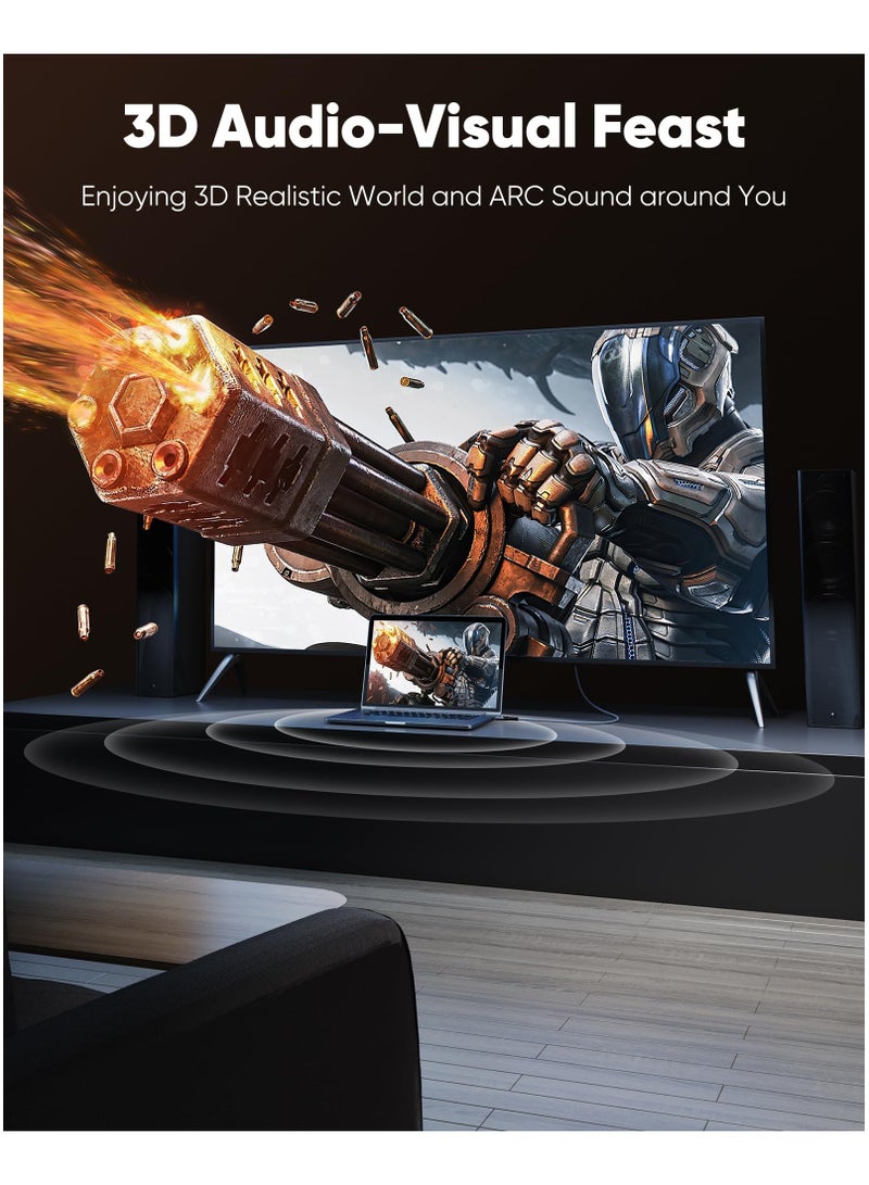 GNAFOTU 4K HDMI Cable 6.56FT, 2.0 High Speed 18Gbps HDMI Braided Cord-Supports (4K 60Hz HDR,Video 4K 2160p 1080p 3D HDCP 2.2 ARC-Compatible with Ethernet PS4/3 4K Projector Game Monitor ect-Grey  - Image 5