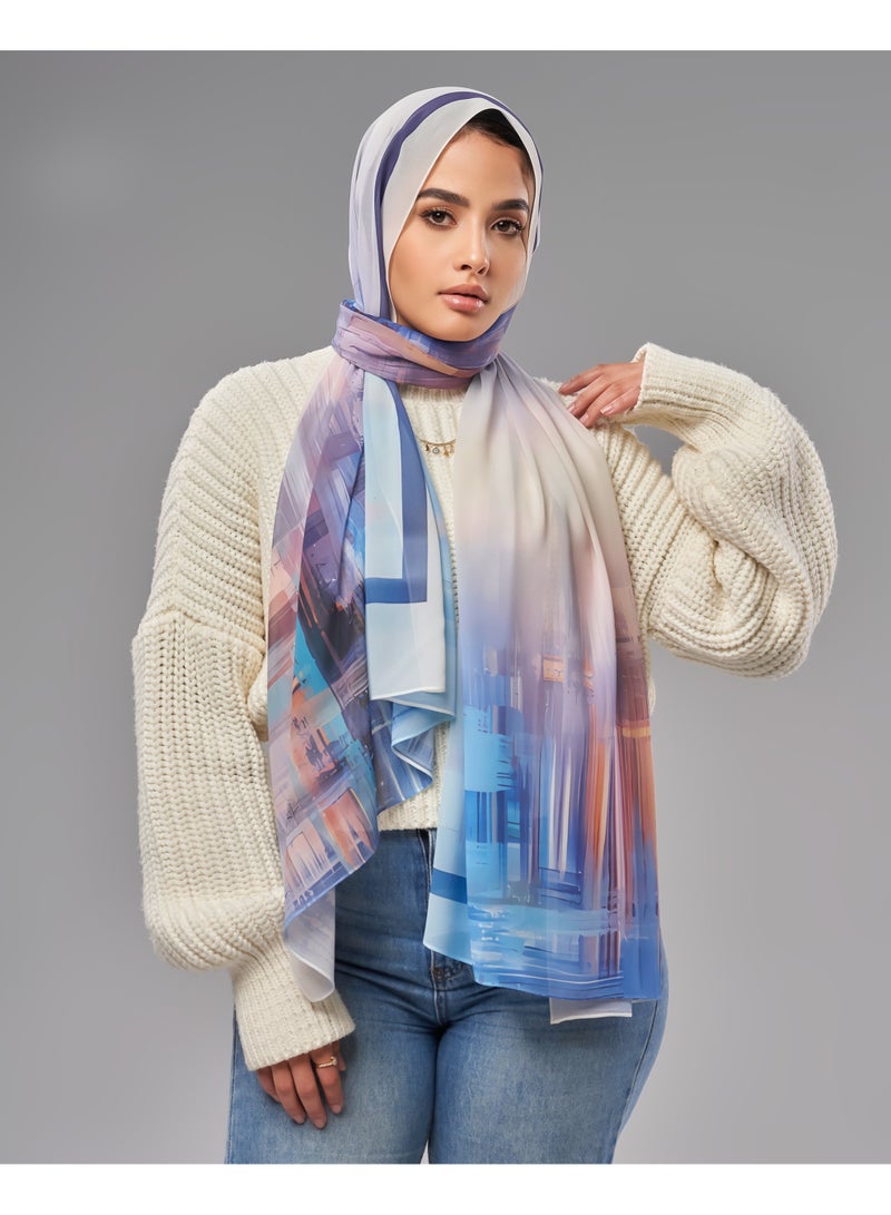 Lavezzi Printed Soft Chiffon Crepe Hijab Scarf for Women – Lightweight Long Muslim Headscarf (12) - Image 3
