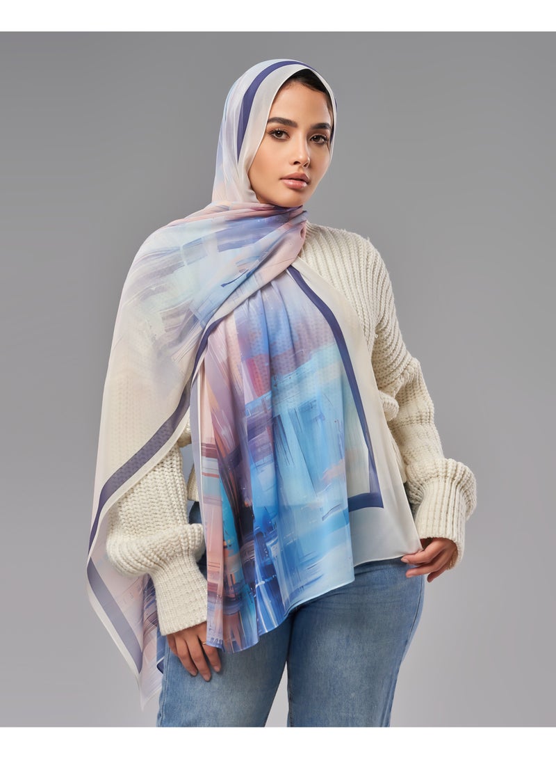 Lavezzi Printed Soft Chiffon Crepe Hijab Scarf for Women – Lightweight Long Muslim Headscarf (12) - Image 1