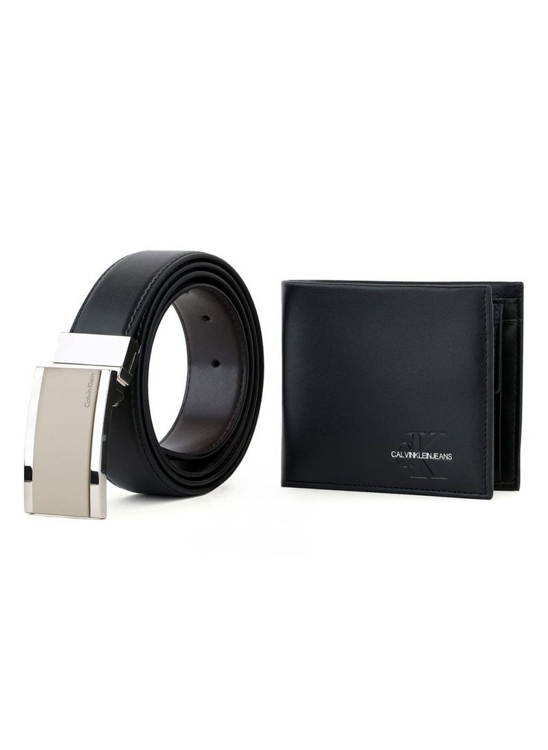 CALVIN KLEIN JEANS PLUS - Calvin Klein Leather Belt & Wallet Black Set For Men - Image 1