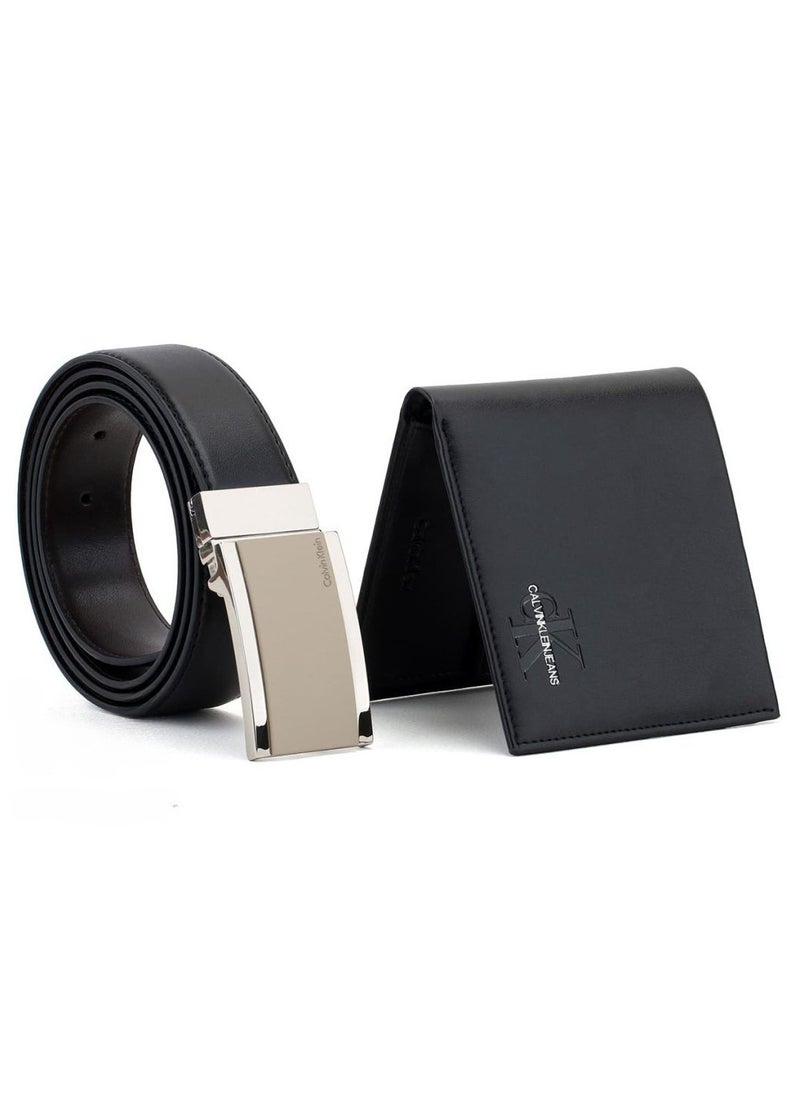 CALVIN KLEIN JEANS PLUS - Calvin Klein Leather Belt & Wallet Black Set For Men - Image 1