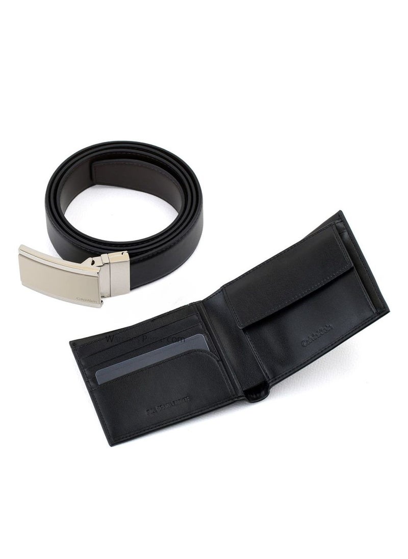 CALVIN KLEIN JEANS PLUS - Calvin Klein Leather Belt & Wallet Black Set For Men - Image 1