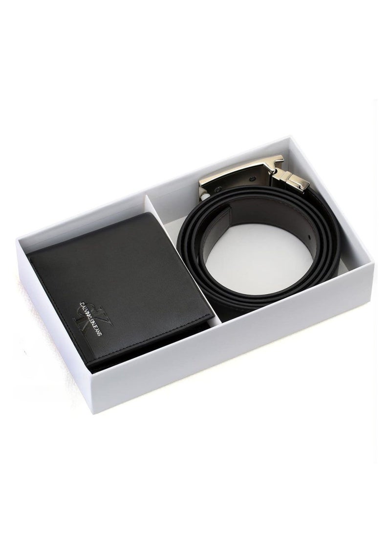 CALVIN KLEIN JEANS PLUS - Calvin Klein Leather Belt & Wallet Black Set For Men - Image 1